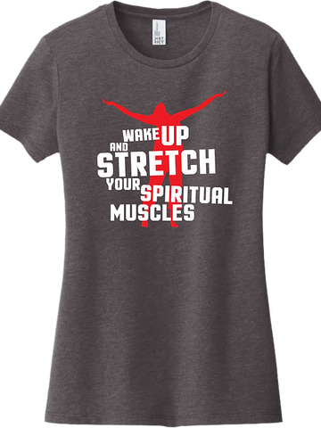 Wake Up and Stretch Female T-Shirt - Heather Charcoal